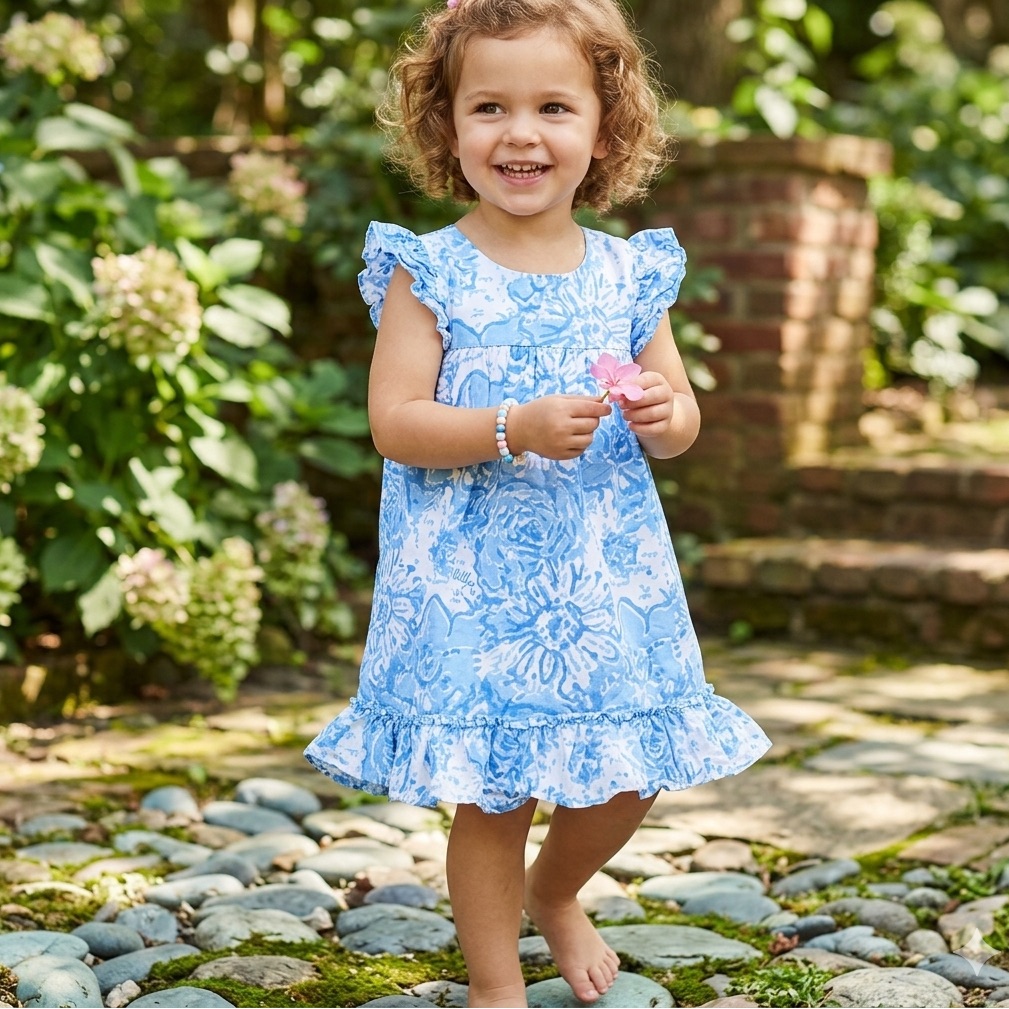 Smockingbird Blue And White Floral Dress